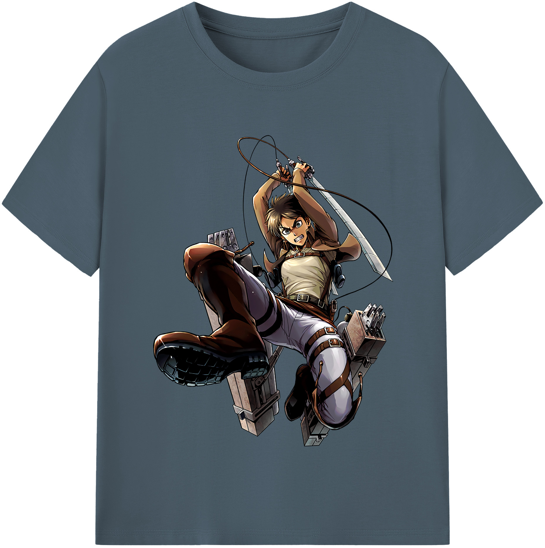 （画像用） 進撃の巨人 エレン･イェーガー Attack on Titan Eren Jäger 綿100％半袖Tシャツ（フロントプリント）